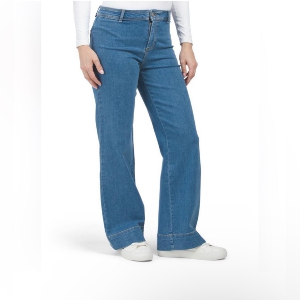 AVEC LES FILLES High Rise Medium Wash Wide Leg Jeans